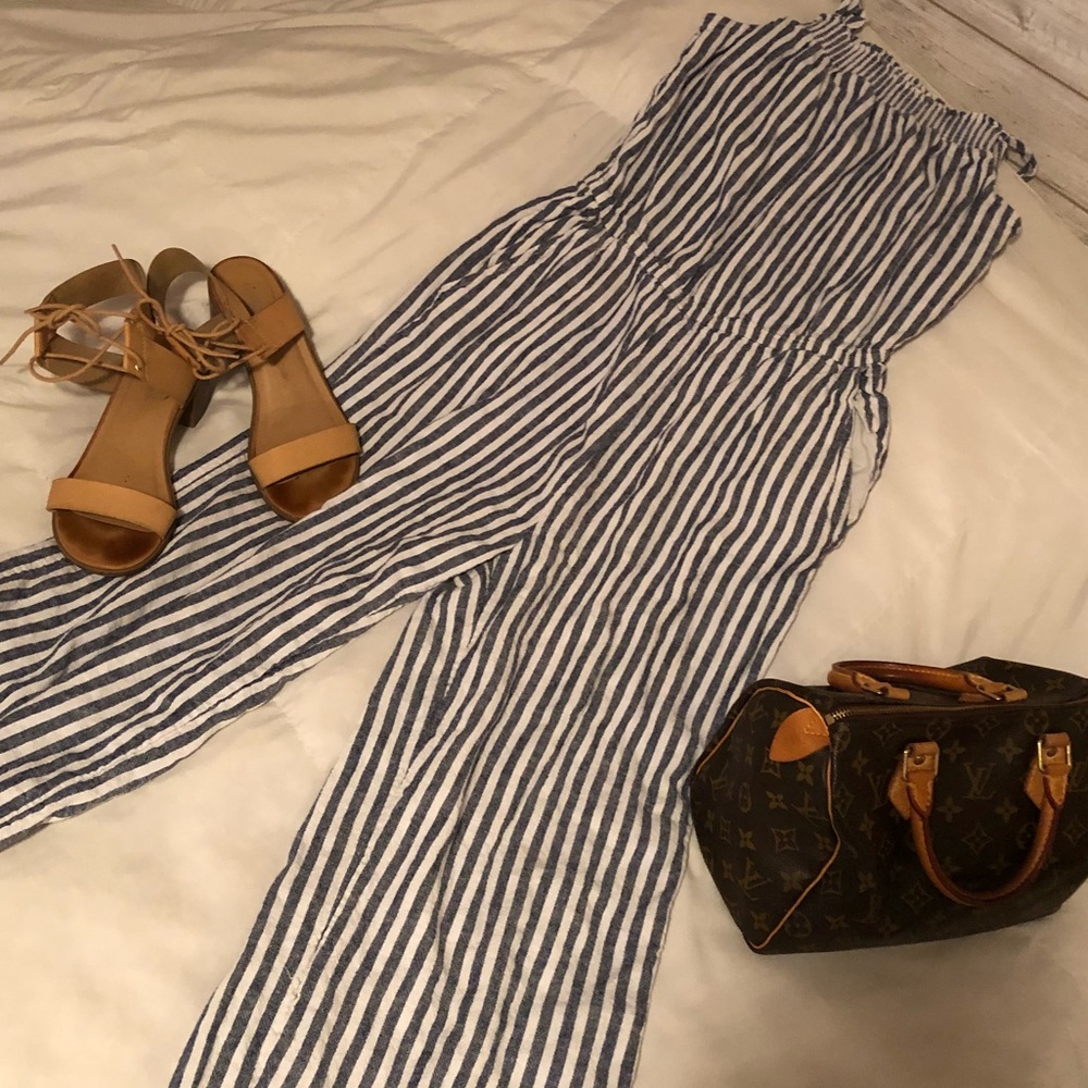 Blue striped romper💙
